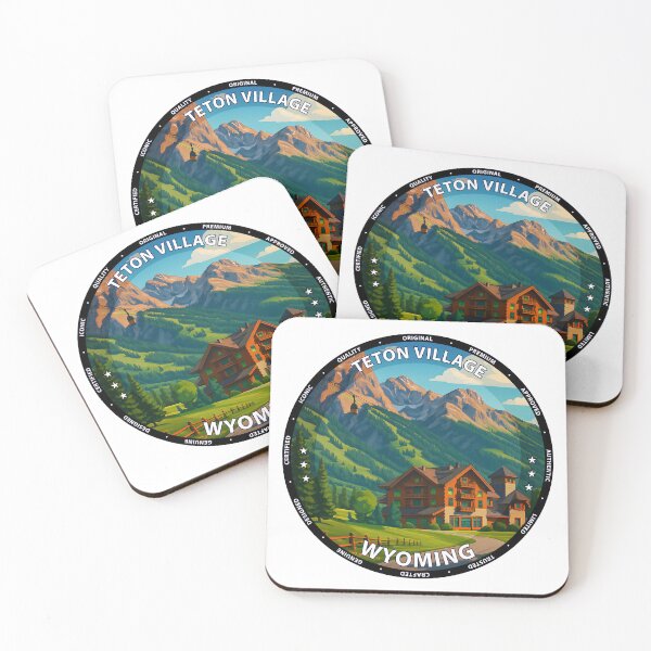 Item preview, Teton Village Wyoming Travel Poster - Scenic Mountain Resort Art USA designed and sold by inkNext.