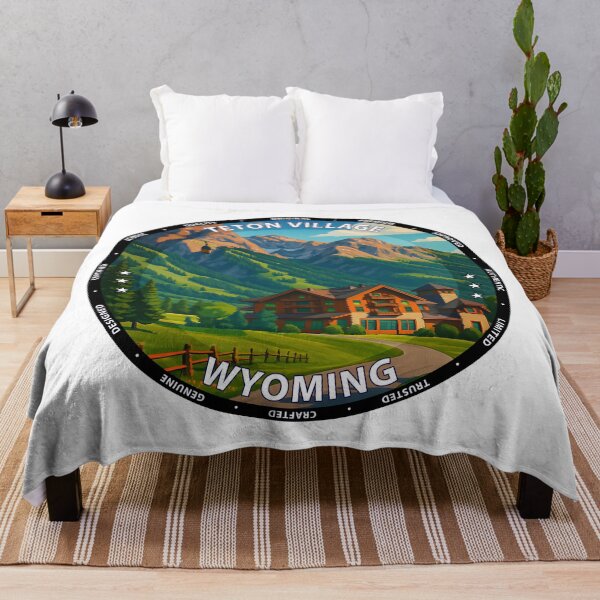 Item preview, Teton Village Wyoming Travel Poster - Scenic Mountain Resort Art USA designed and sold by inkNext.