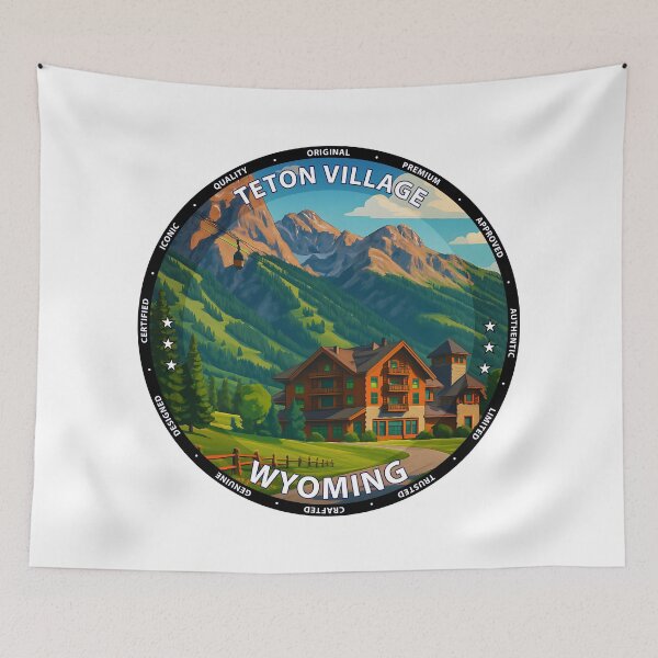 Item preview, Teton Village Wyoming Travel Poster - Scenic Mountain Resort Art USA designed and sold by inkNext.