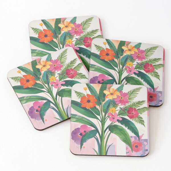 Item preview, Tropical Flowers with Bold Green Leaves designed and sold by Art of Abundance.