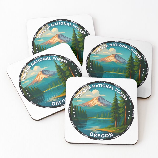 Item preview, Umpqua National Forest Oregon Travel Poster - Scenic Pacific Northwest Nature Art USA designed and sold by inkNext.