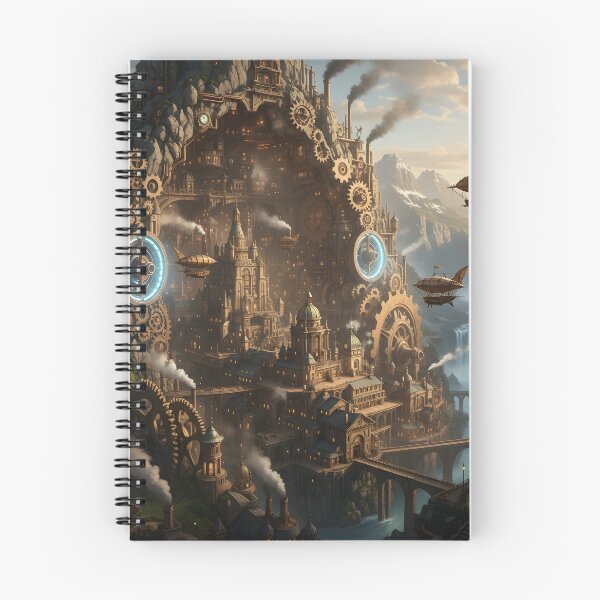 Item preview, Clockwork Citadel — Steampunk Mountain City with Airships designed and sold by VoidBloom Studio.