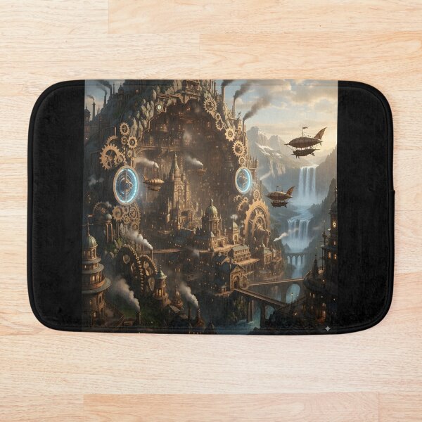 Item preview, Clockwork Citadel — Steampunk Mountain City with Airships designed and sold by VoidBloom Studio.