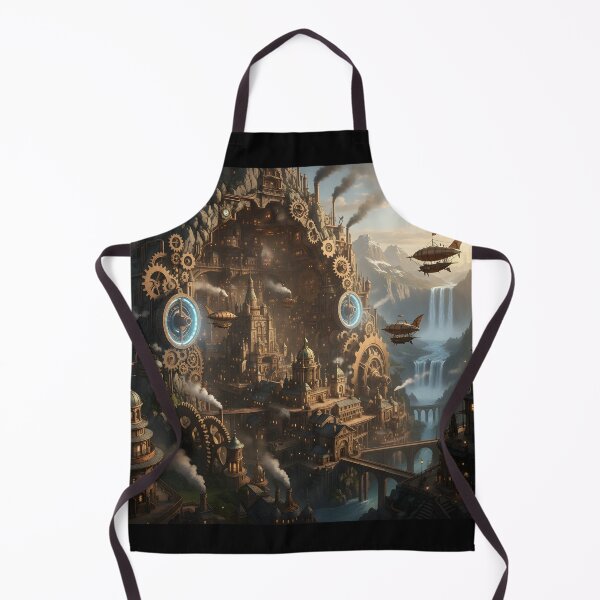 Item preview, Clockwork Citadel — Steampunk Mountain City with Airships designed and sold by VoidBloom Studio.