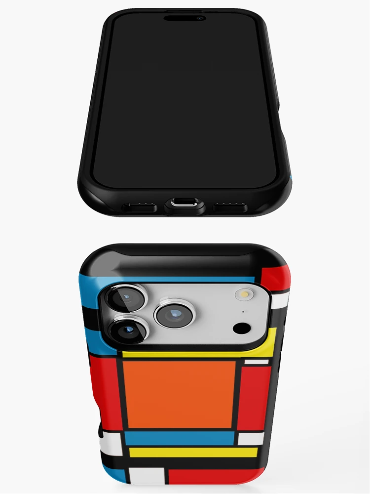 Thumbnail 3 of 4, iPhone Case, Abstract Multicolor Cubic Linework Pattern Design designed and sold by TheDezignKitchen.