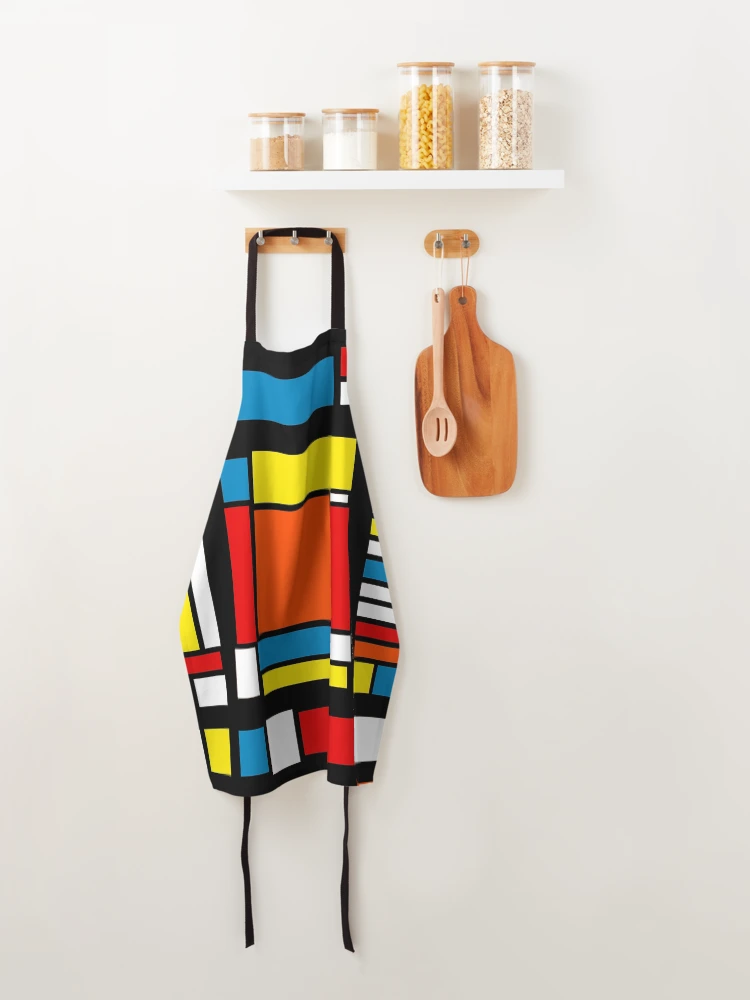 Thumbnail 4 of 6, Apron, Abstract Multicolor Cubic Linework Pattern Design designed and sold by TheDezignKitchen.