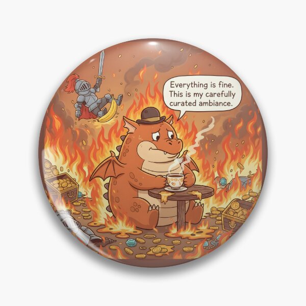 Item preview, This Is Fine — Fantasy Dragon Tea in a Burning Hoard designed and sold by VoidBloom Studio.