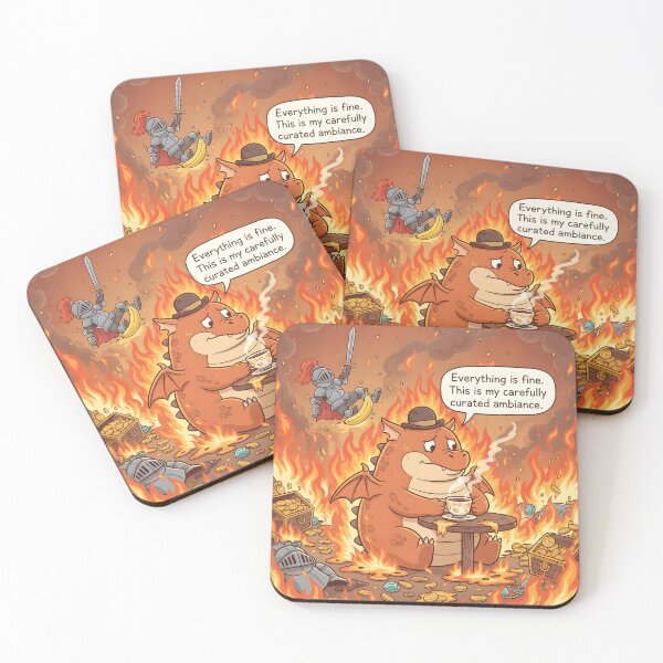 Item preview, This Is Fine — Fantasy Dragon Tea in a Burning Hoard designed and sold by VoidBloom Studio.