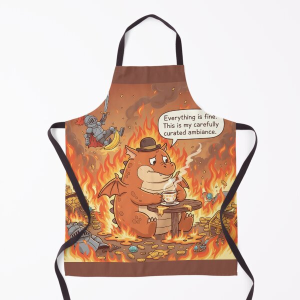 Item preview, This Is Fine — Fantasy Dragon Tea in a Burning Hoard designed and sold by VoidBloom Studio.