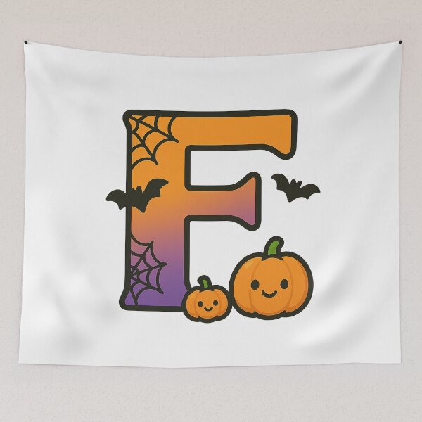 Item preview, Halloween Letter F – Cute Kawaii Cartoon with Spooky Details designed and sold by PrintCreations9.