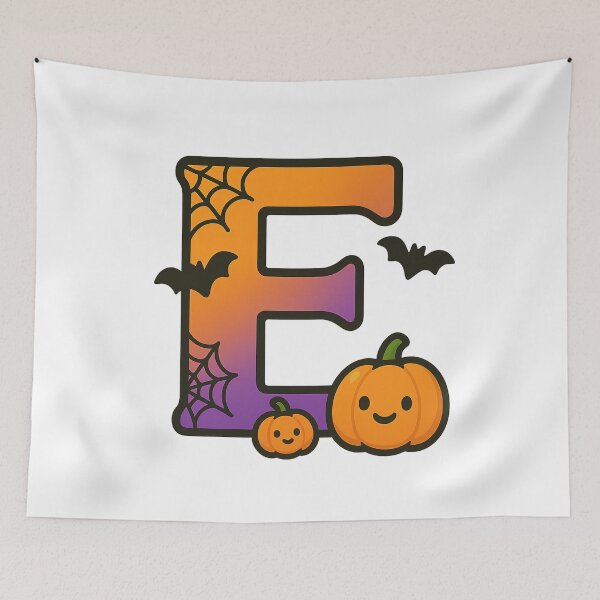 Item preview, Halloween Letter E – Cute Kawaii Cartoon with Spooky Details designed and sold by PrintCreations9.