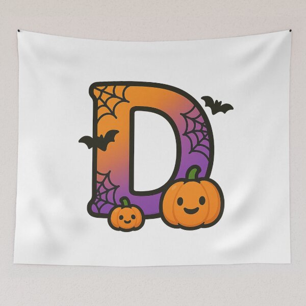 Item preview, Halloween Letter D – Cute Kawaii Cartoon with Spooky Details designed and sold by PrintCreations9.