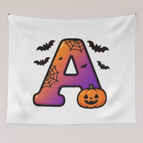 Item preview, Halloween Letter A – Cute Kawaii Cartoon with Spooky Details designed and sold by PrintCreations9.
