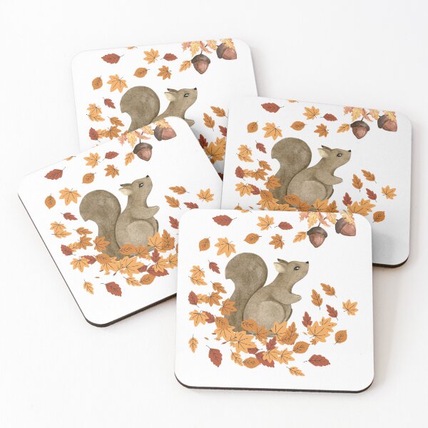 Item preview, Autumn Squirrel witth Falling leaves Illustration designed and sold by ronax23.