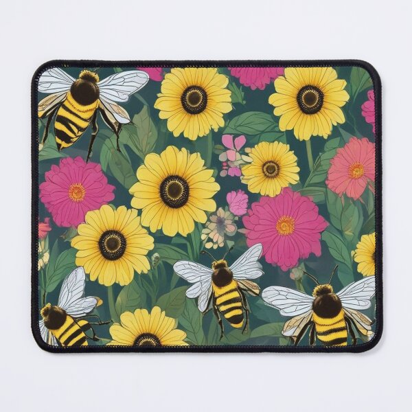 Item preview, Bees on flowers designed and sold by GasconyPassion.