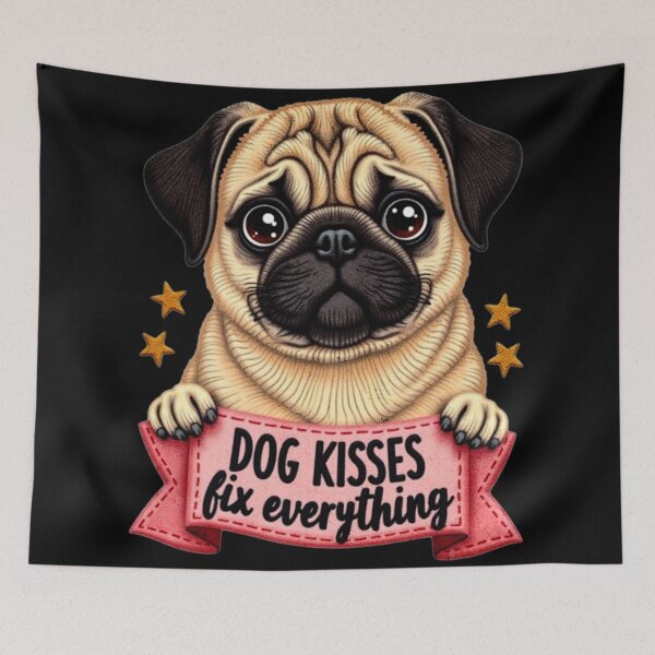 Item preview, Dog Kisses Fix Everything Pug Design designed and sold by ArtDesignTp.