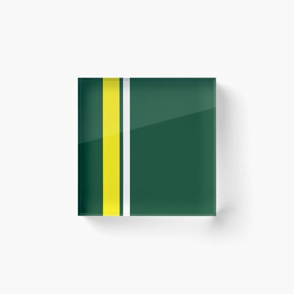Item preview, Single Racing Stripe Yellow - Thick - Rigth Side - White Pinstripe (British Racing Green) designed and sold by Racing Stripes Only.
