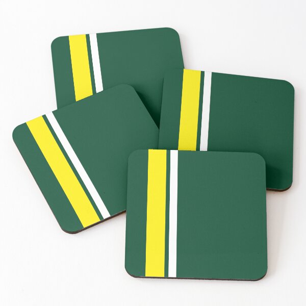 Item preview, Single Racing Stripe Yellow - Thick - Rigth Side - White Pinstripe (British Racing Green) designed and sold by Racing Stripes Only.