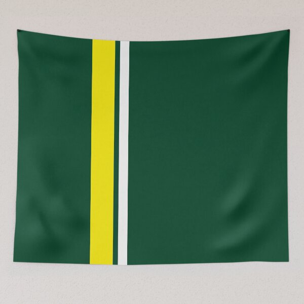 Item preview, Single Racing Stripe Yellow - Thick - Rigth Side - White Pinstripe (British Racing Green) designed and sold by Racing Stripes Only.