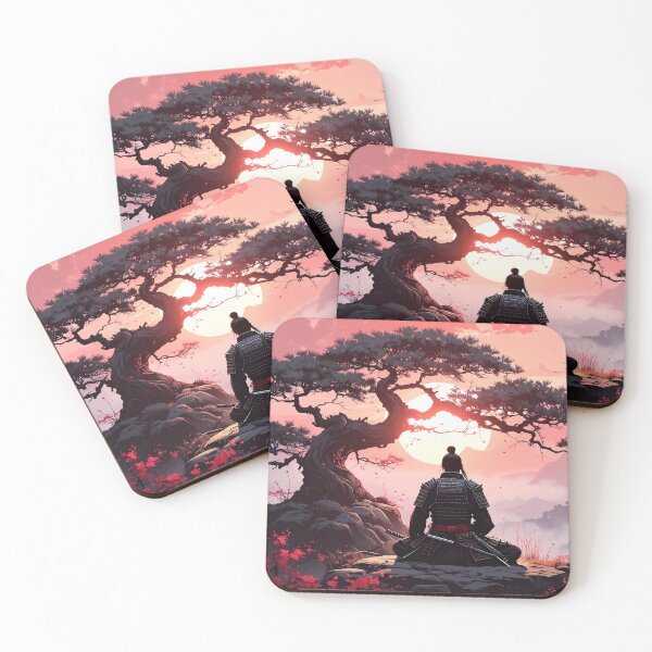 Item preview, Samurai meditating under a sacred tree designed and sold by Schoenenwald - Illustrations Uniques et Originales.