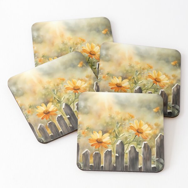 Item preview, Yellow Flowers by Wooden Fence designed and sold by CalmnessbyChoice.