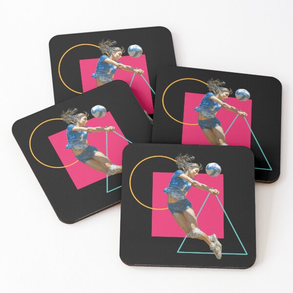 Item preview, Volleyball Receiver Female Athlete Performing Bump with Bold Geometric Pattern designed and sold by daila70.