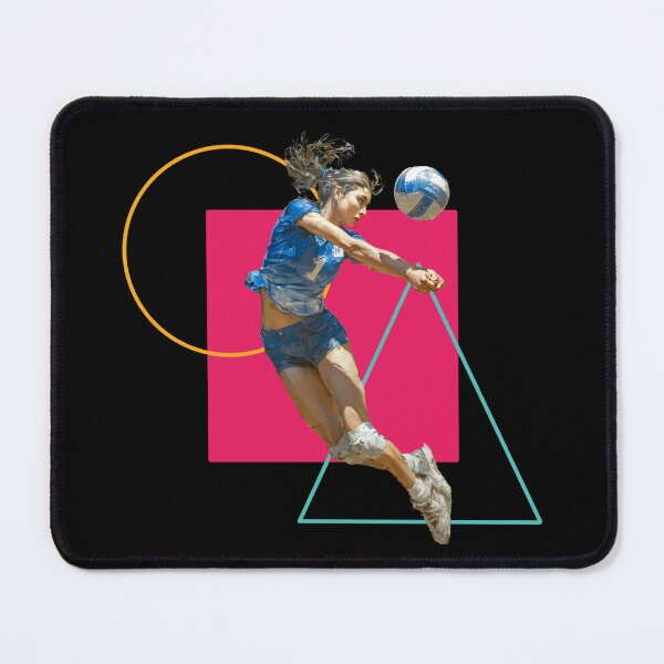 Item preview, Volleyball Receiver Female Athlete Performing Bump with Bold Geometric Pattern designed and sold by daila70.