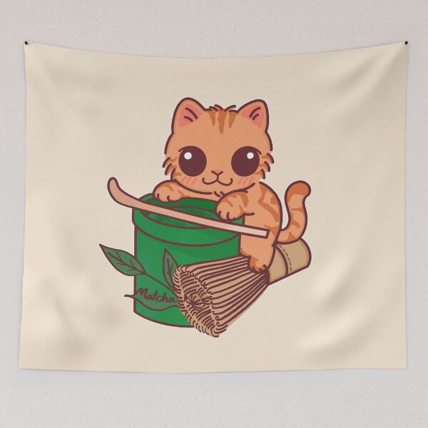 Item preview, Cute Cat with Matcha Whisk and Tea Scoop designed and sold by BGMeYou.