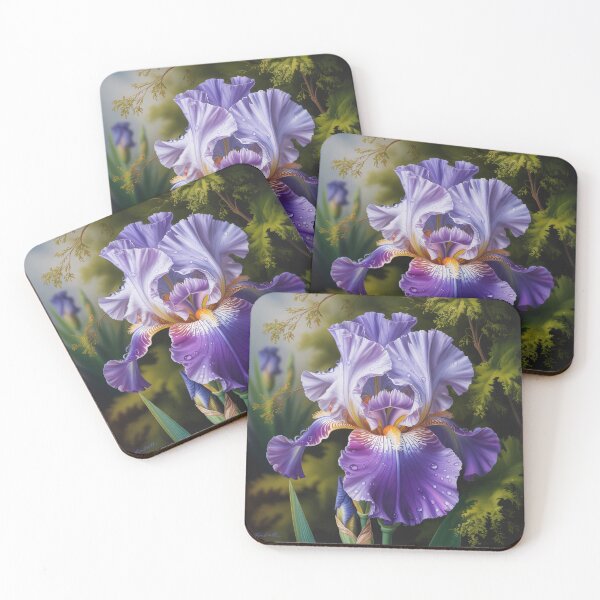 Item preview, Iris flower against the background of a forest thicket,abstract. designed and sold by elegantpaterns.