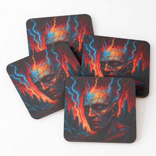 Item preview, Echoes Burn Beneath Scars | Surreal Fiery Volcano Artwork designed and sold by DireBlaze.