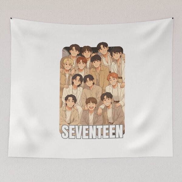 Item preview, SEVENTEEN Name Cartoon illustration Collage K-pop Group designed and sold by AJUNICE STUDIO.