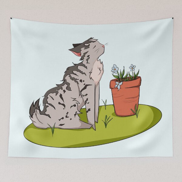 Item preview, Cat Smelling Flowers designed and sold by AnthamaArt.