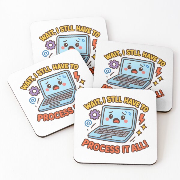 Item preview, Kawaii Panicking Laptop Illustration | Cute Tech Art with Funny Text 'Wait, I Still Have to Process It All! designed and sold by OsasChild.