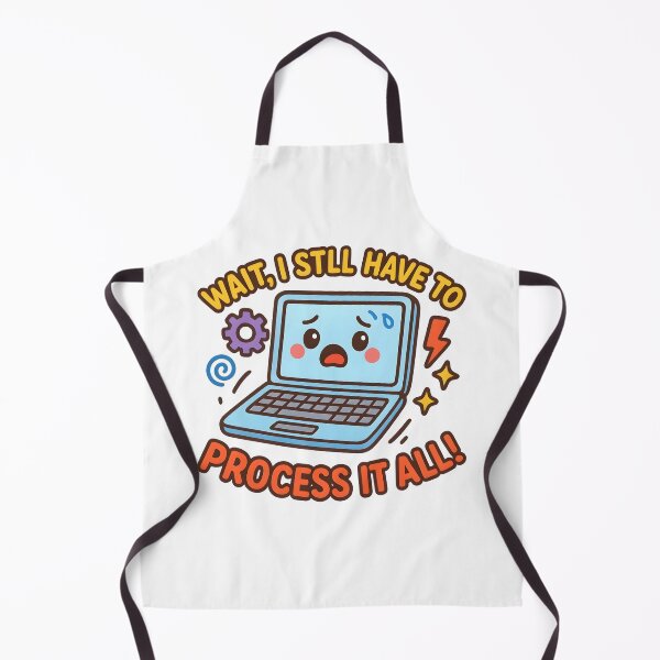 Item preview, Kawaii Panicking Laptop Illustration | Cute Tech Art with Funny Text 'Wait, I Still Have to Process It All! designed and sold by OsasChild.