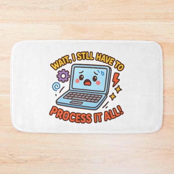 Item preview, Kawaii Panicking Laptop Illustration | Cute Tech Art with Funny Text 'Wait, I Still Have to Process It All! designed and sold by OsasChild.