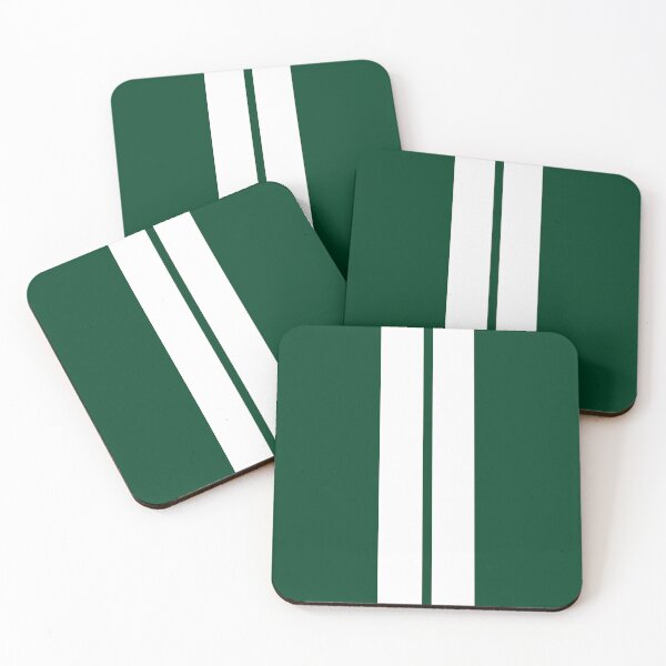 Item preview, Dual Stripes - No Pinstripes - Small Gap (White on British Racing Green) designed and sold by Racing Stripes Only.