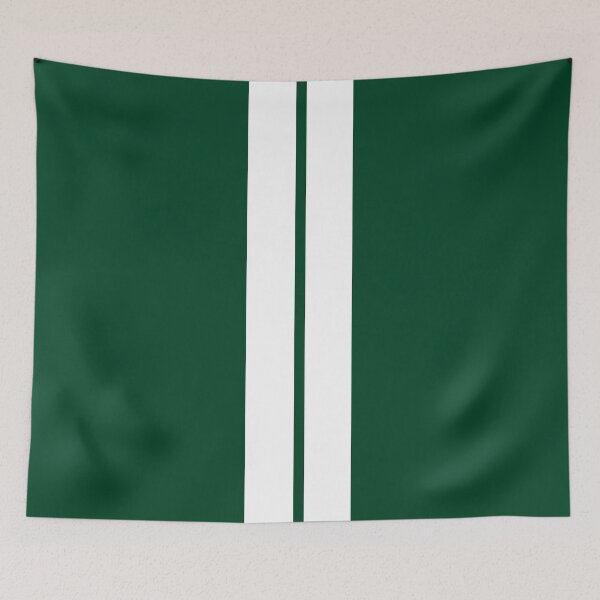 Item preview, Dual Stripes - No Pinstripes - Small Gap (White on British Racing Green) designed and sold by Racing Stripes Only.