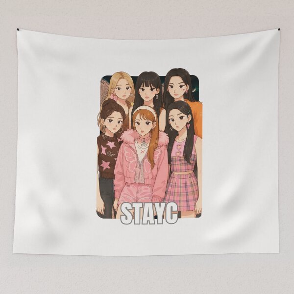 Item preview, StayC Name Cartoon illustration Collage K-pop Group designed and sold by AJUNICE STUDIO.