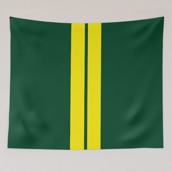 Item preview, Dual Stripes - No Pinstripes - Small Gap (Yellow on British Racing Green) designed and sold by Racing Stripes Only.