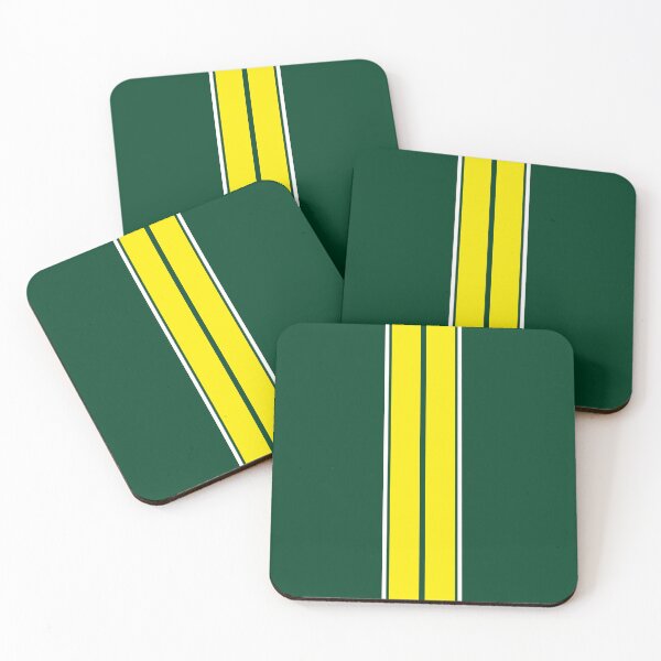 Item preview, British Racing - Dual Racing Stripes 2 White Pinstripes (Yellow - British Racing Green) designed and sold by Racing Stripes Only.
