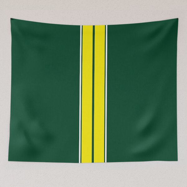 Item preview, British Racing - Dual Racing Stripes 2 White Pinstripes (Yellow - British Racing Green) designed and sold by Racing Stripes Only.
