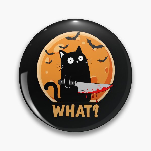 Item preview, Cat What? Black Cat With Knife Halloween Full Moon  designed and sold by alenaz.