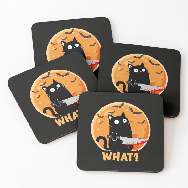 Item preview, Cat What? Black Cat With Knife Halloween Full Moon  designed and sold by alenaz.