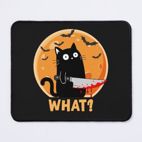 Item preview, Cat What? Black Cat With Knife Halloween Full Moon designed and sold by alenaz.