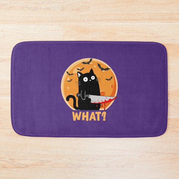 Item preview, Cat What? Black Cat With Knife Halloween Full Moon  designed and sold by alenaz.