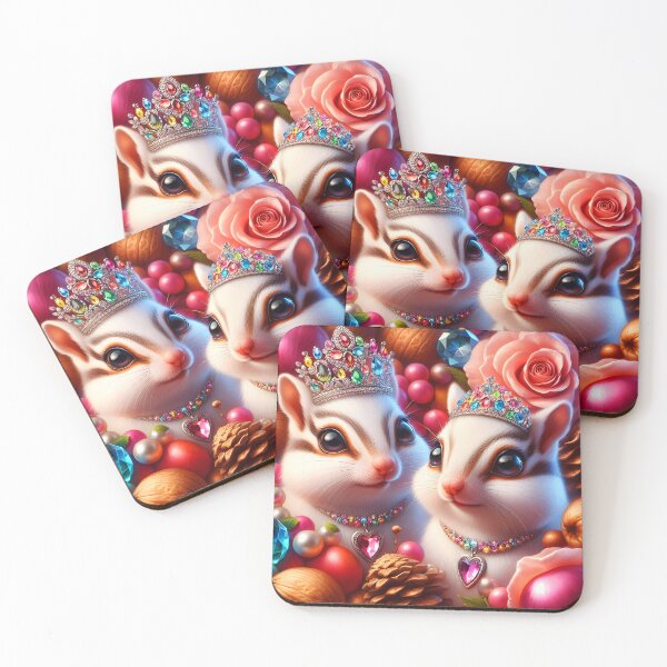 Item preview, Pearl Sisters – White Chipmunks with Tiaras and Crystal Hearts designed and sold by EmeraldeaArt.