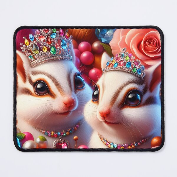 Item preview, Pearl Sisters – White Chipmunks with Tiaras and Crystal Hearts designed and sold by EmeraldeaArt.