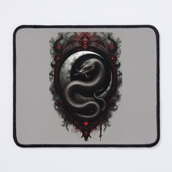 Item preview, Occult Serpent and Crescent Moon – Dark Gothic Illustration designed and sold by SEBRYS.