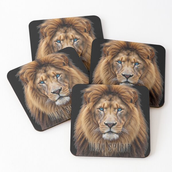 Item preview, Majestic Lion Face with Blue Eyes | Wildlife Animal Art Print designed and sold by cabana.space.