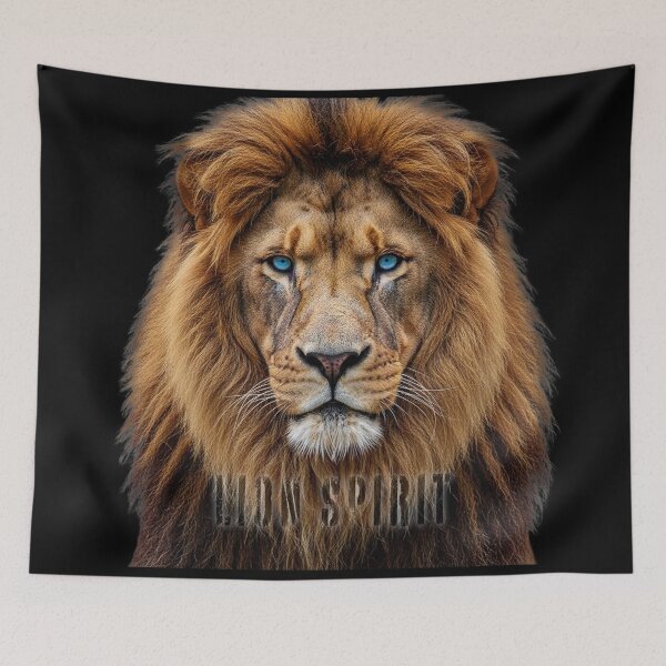 Item preview, Majestic Lion Face with Blue Eyes | Wildlife Animal Art Print designed and sold by cabana.space.